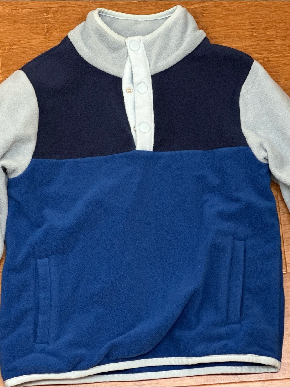 Hanna Andersson Colorblock Fleece Pullover in Navy, Royal Blue & Light Gray